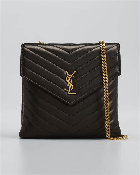 saint laurent ysl double-flap quilted chain crossbody bag